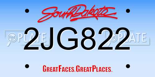2JG822 South Dakota License Plate