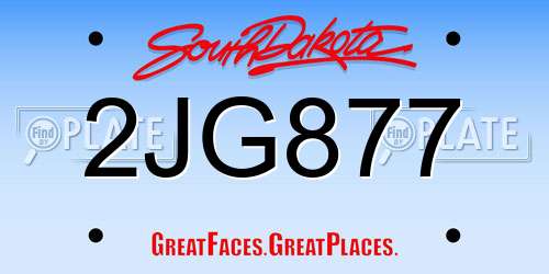 2JG877 South Dakota License Plate