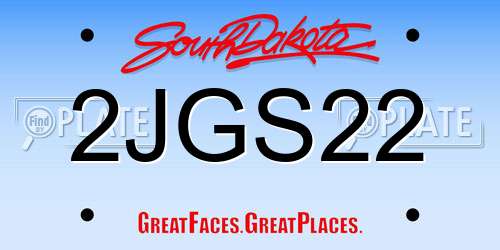 2JGS22 South Dakota License Plate