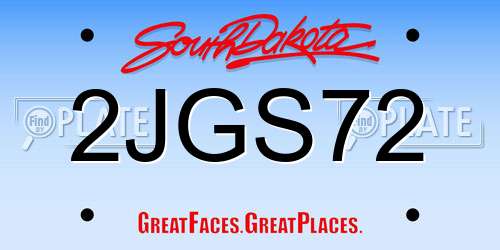 2JGS72 South Dakota License Plate