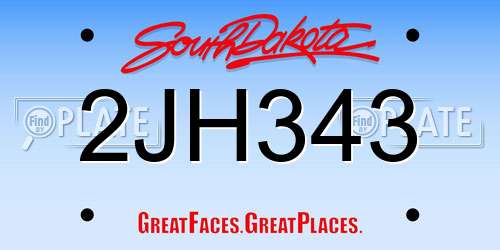 2JH343 South Dakota License Plate