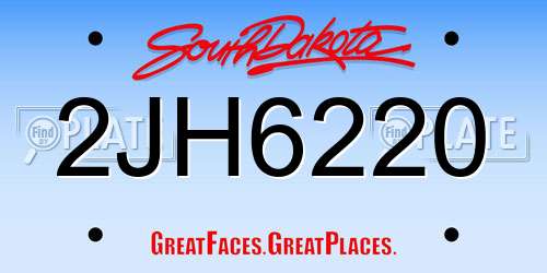 2JH6220 South Dakota License Plate