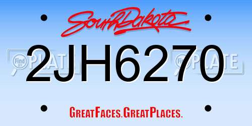2JH6270 South Dakota License Plate