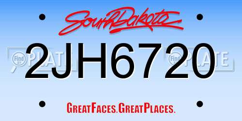 2JH6720 South Dakota License Plate