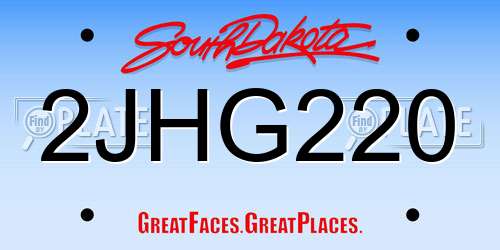 2JHG220 South Dakota License Plate