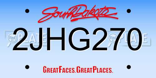 2JHG270 South Dakota License Plate