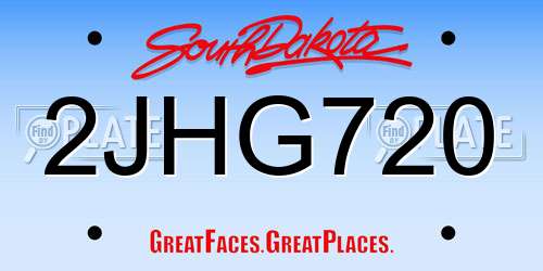 2JHG720 South Dakota License Plate