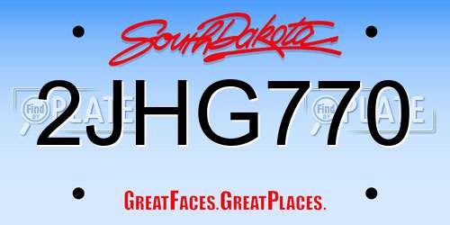 2JHG770 South Dakota License Plate