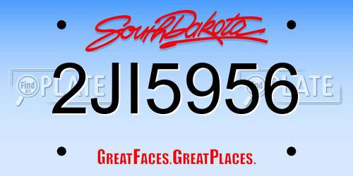 2JI5956 South Dakota License Plate