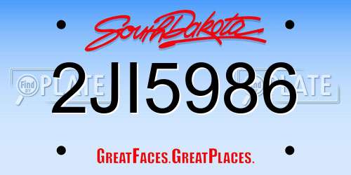 2JI5986 South Dakota License Plate