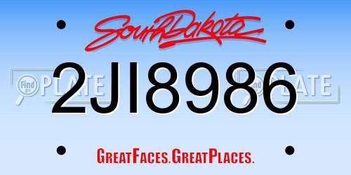 2JI8986 South Dakota License Plate