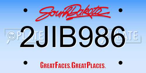 2JIB986 South Dakota License Plate