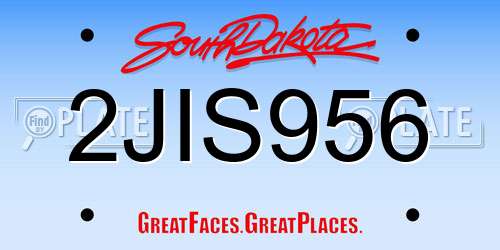 2JIS956 South Dakota License Plate