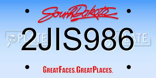 2JIS986 South Dakota License Plate