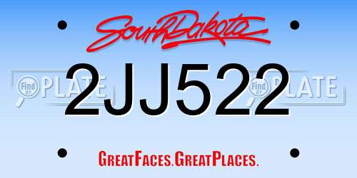 2JJ522 South Dakota License Plate