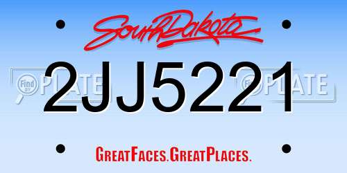 2JJ5221 South Dakota License Plate