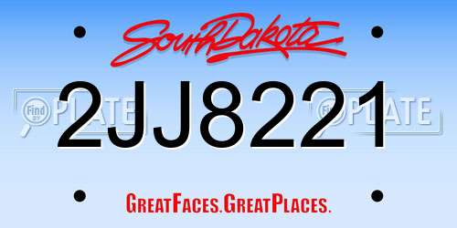 2JJ8221 South Dakota License Plate