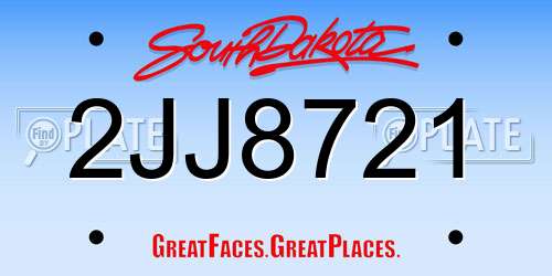 2JJ8721 South Dakota License Plate