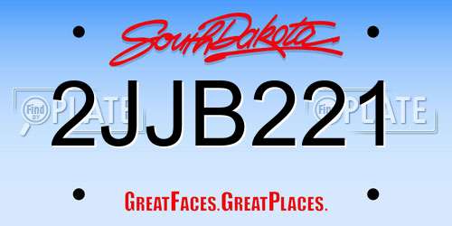 2JJB221 South Dakota License Plate