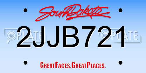 2JJB721 South Dakota License Plate