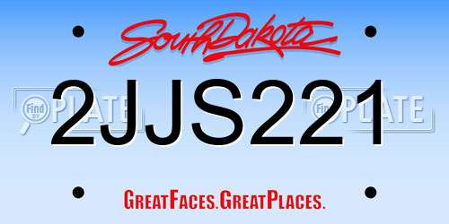 2JJS221 South Dakota License Plate