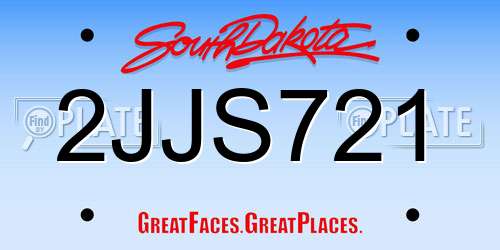 2JJS721 South Dakota License Plate