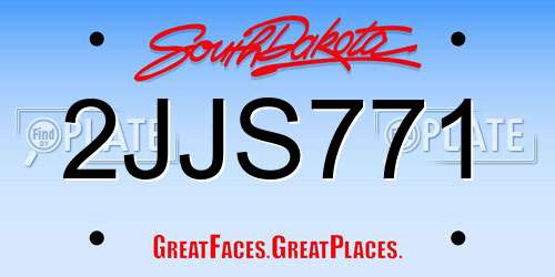 2JJS771 South Dakota License Plate