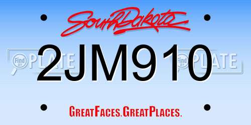 2JM910 South Dakota License Plate