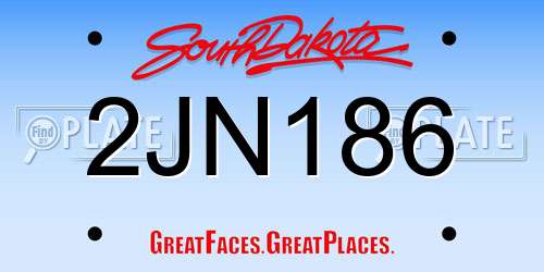 2JN186 South Dakota License Plate