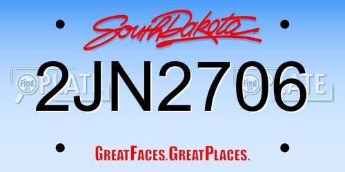 2JN2706 South Dakota License Plate