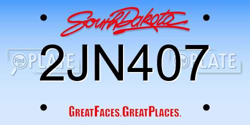 2JN407 South Dakota License Plate