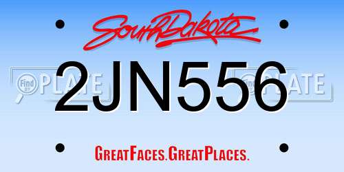 2JN556 South Dakota License Plate