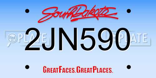 2JN590 South Dakota License Plate