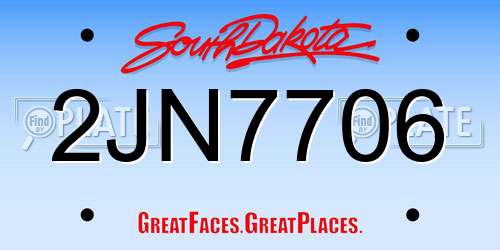 2JN7706 South Dakota License Plate