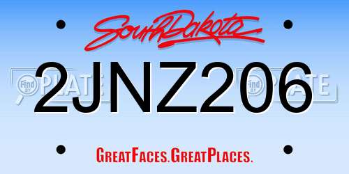 2JNZ206 South Dakota License Plate