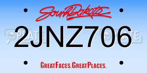 2JNZ706 South Dakota License Plate