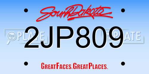 2JP809 South Dakota License Plate