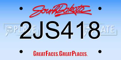 2JS418 South Dakota License Plate