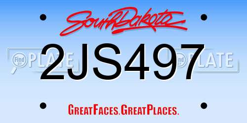 2JS497 South Dakota License Plate