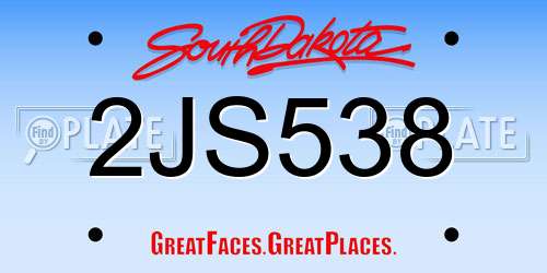 2JS538 South Dakota License Plate