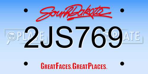 2JS769 South Dakota License Plate