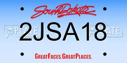 2JSA18 South Dakota License Plate
