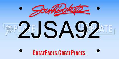 2JSA92 South Dakota License Plate
