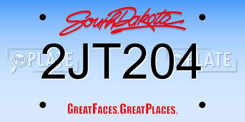 2JT204 South Dakota License Plate