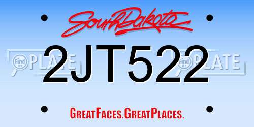2JT522 South Dakota License Plate
