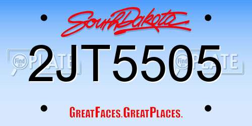 2JT5505 South Dakota License Plate