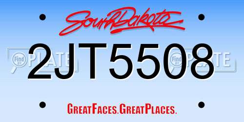 2JT5508 South Dakota License Plate
