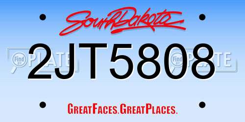 2JT5808 South Dakota License Plate