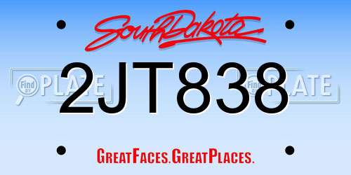 2JT838 South Dakota License Plate