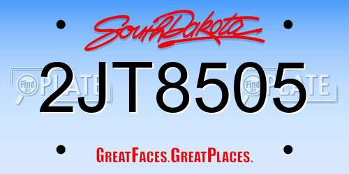 2JT8505 South Dakota License Plate